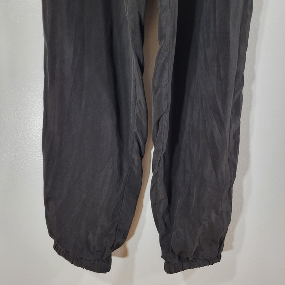 n:PHILANTHROPY black Japanese cupro pull on drawstring waist casual jogger pants - Picture 3 of 8
